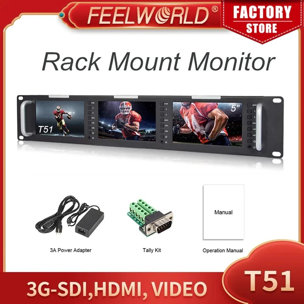Feelworld T51 Ʈ 5 ġ 2RU LCD, 3G-SDI HDMI Է   Ʈ ,   ǰ 